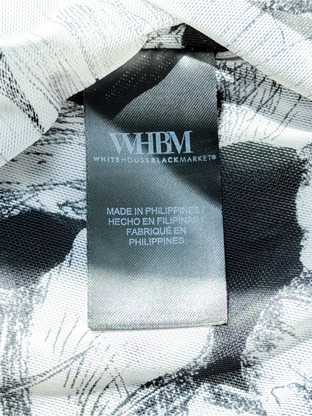 White House Black Market Black & White Tonal Floral Ruffle Top M NWT Feminine - Picture 9 of 11